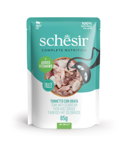 Schesir Complete & Balance Nutrition Wet Cat Food In Jelly Pouch Tuna With Seabreem 85g